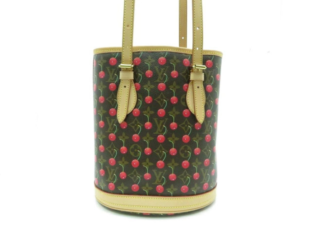 LOUIS VUITTON Bucket Tote Bag Monogram Cherry Red